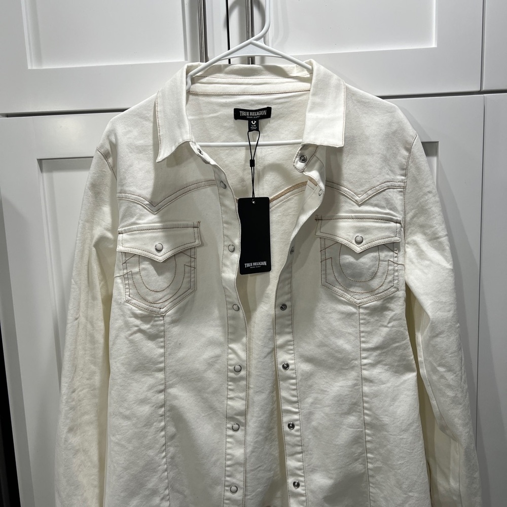 True Religion Women's White Denim Jacket